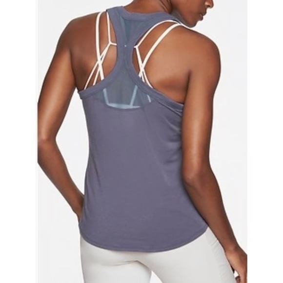 Athleta Women’s Topanga Dusty Blue Racerback Tank Top with Mesh - Picture 1 of 9